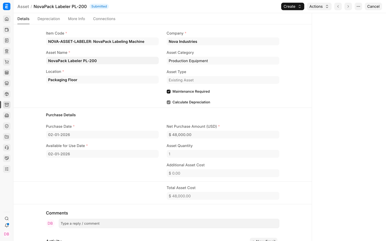 Finance Book settings used for daily depreciation