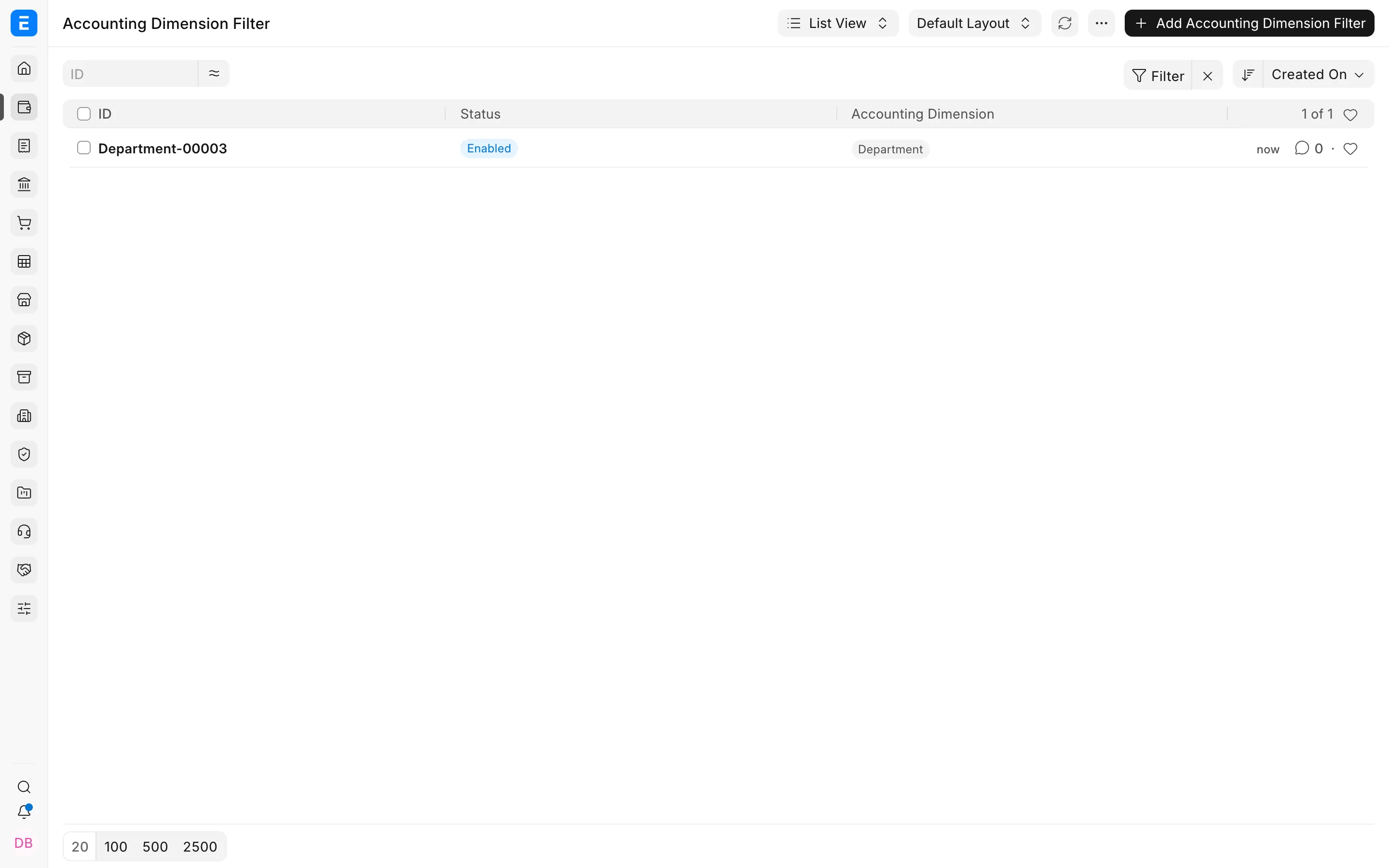 Accounting Dimension Filter list in EnigmaERP