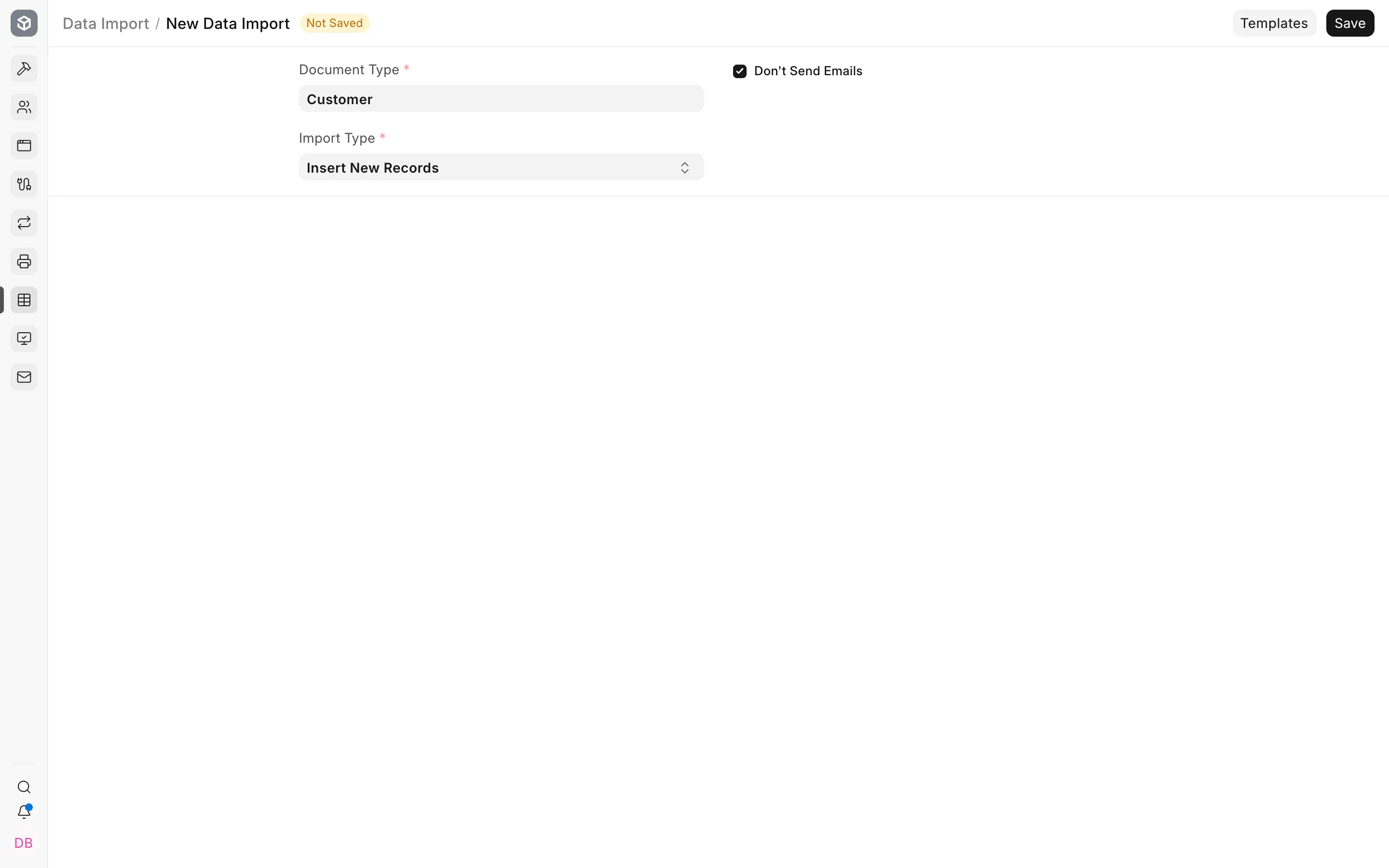 Data Import configured for a migration master