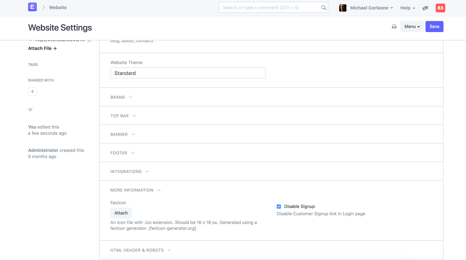 Disable signup