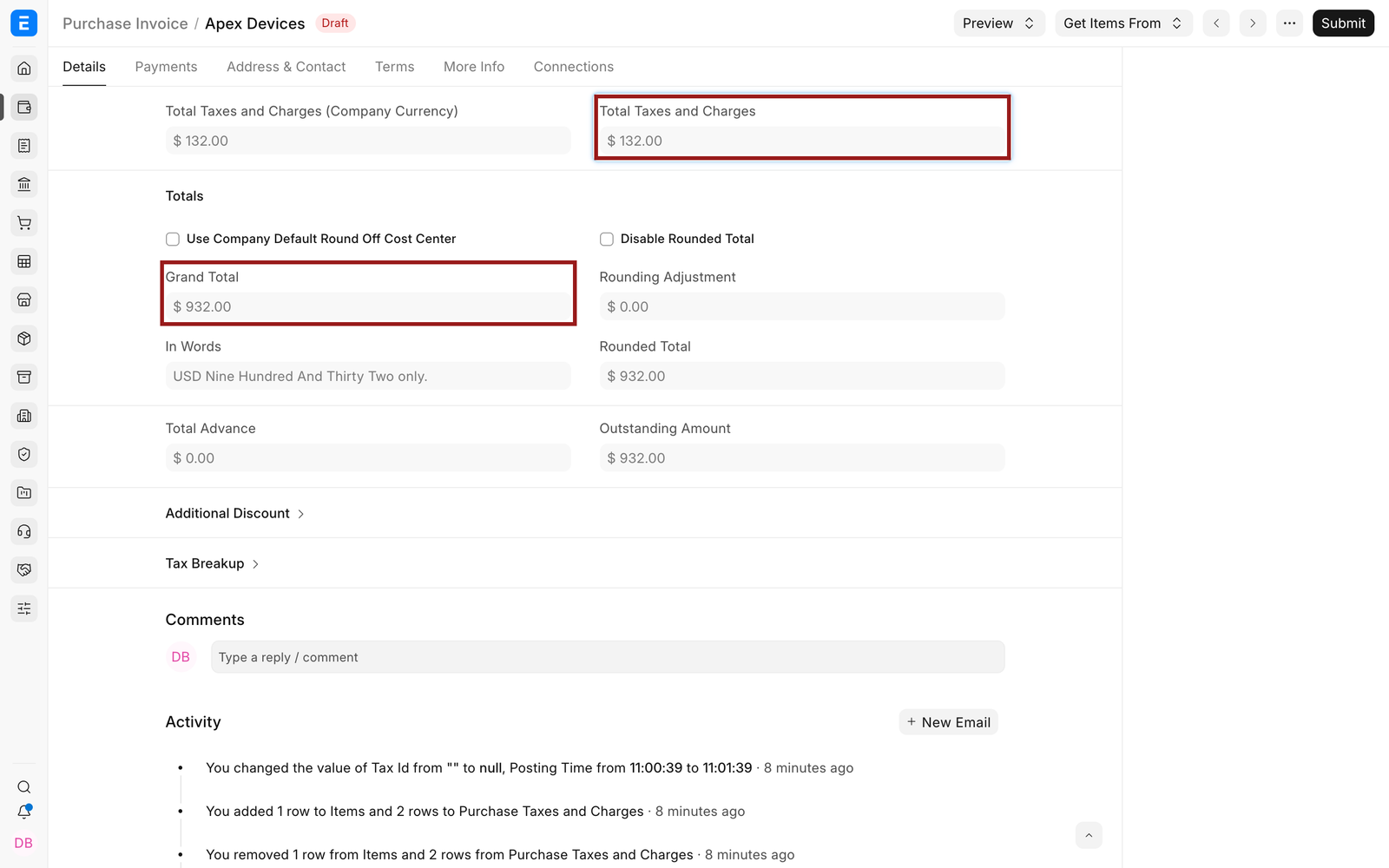 Freight included in both purchase invoice total and valuation