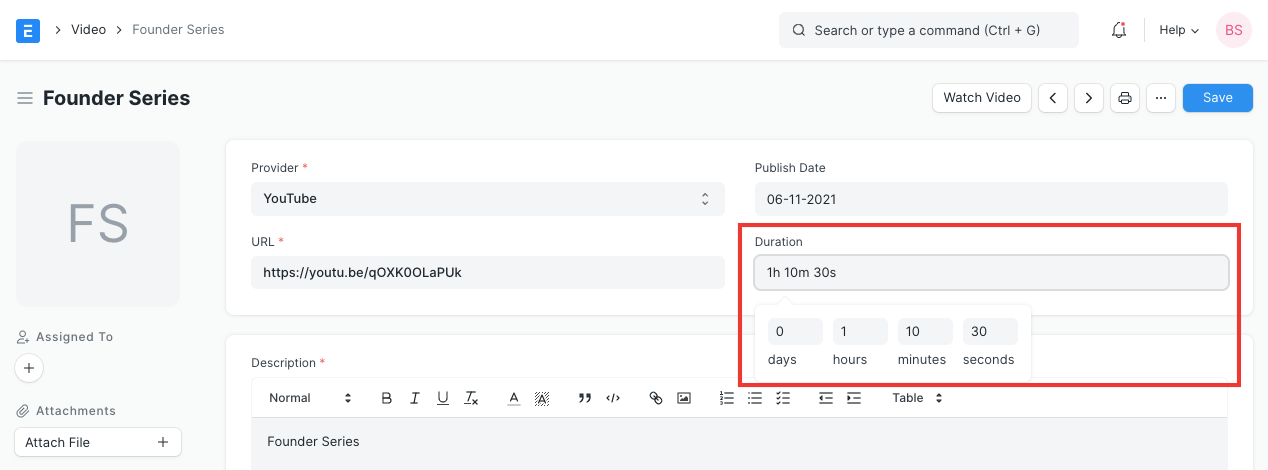Field Type Duration