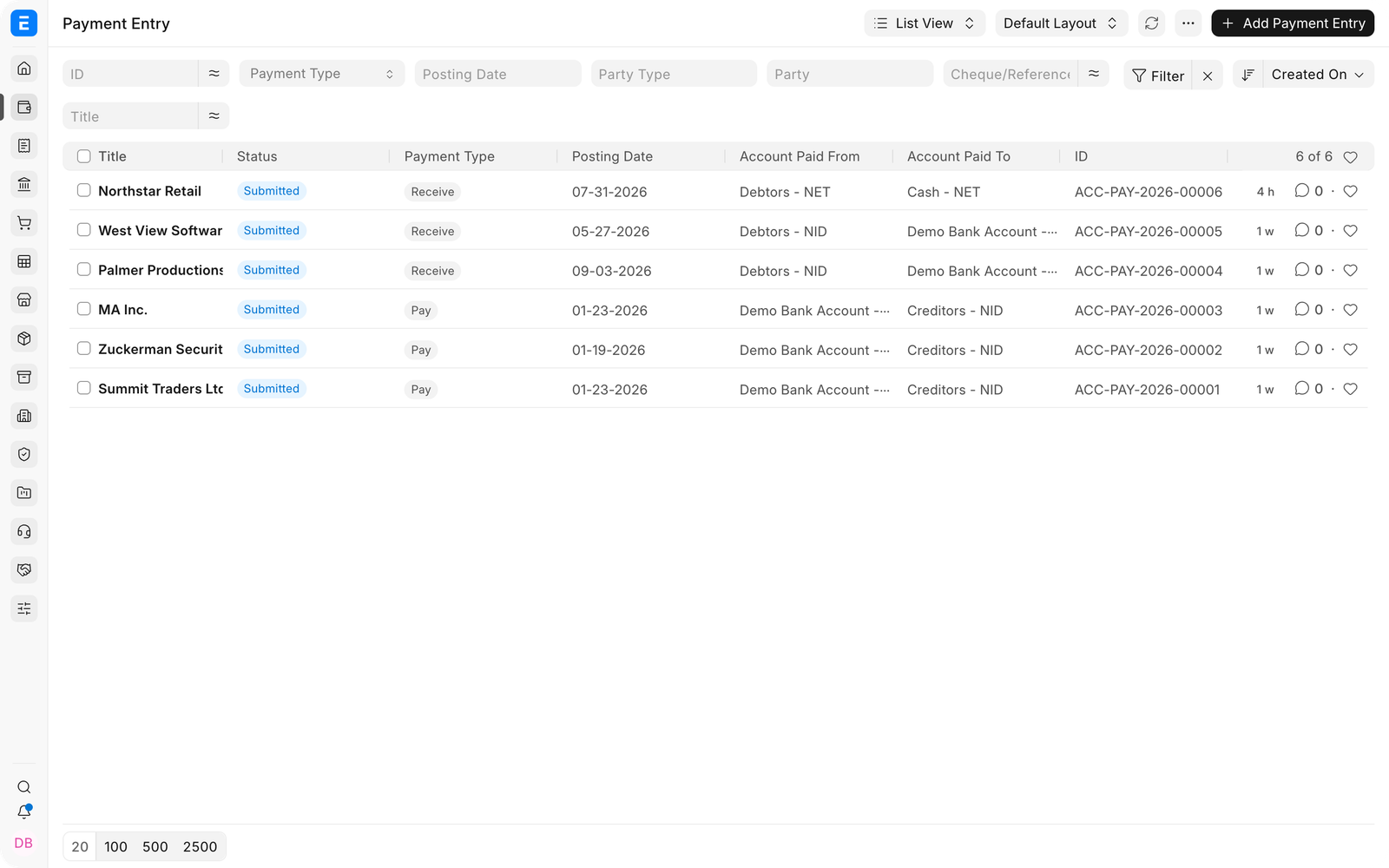 Payment Entry in EnigmaERP