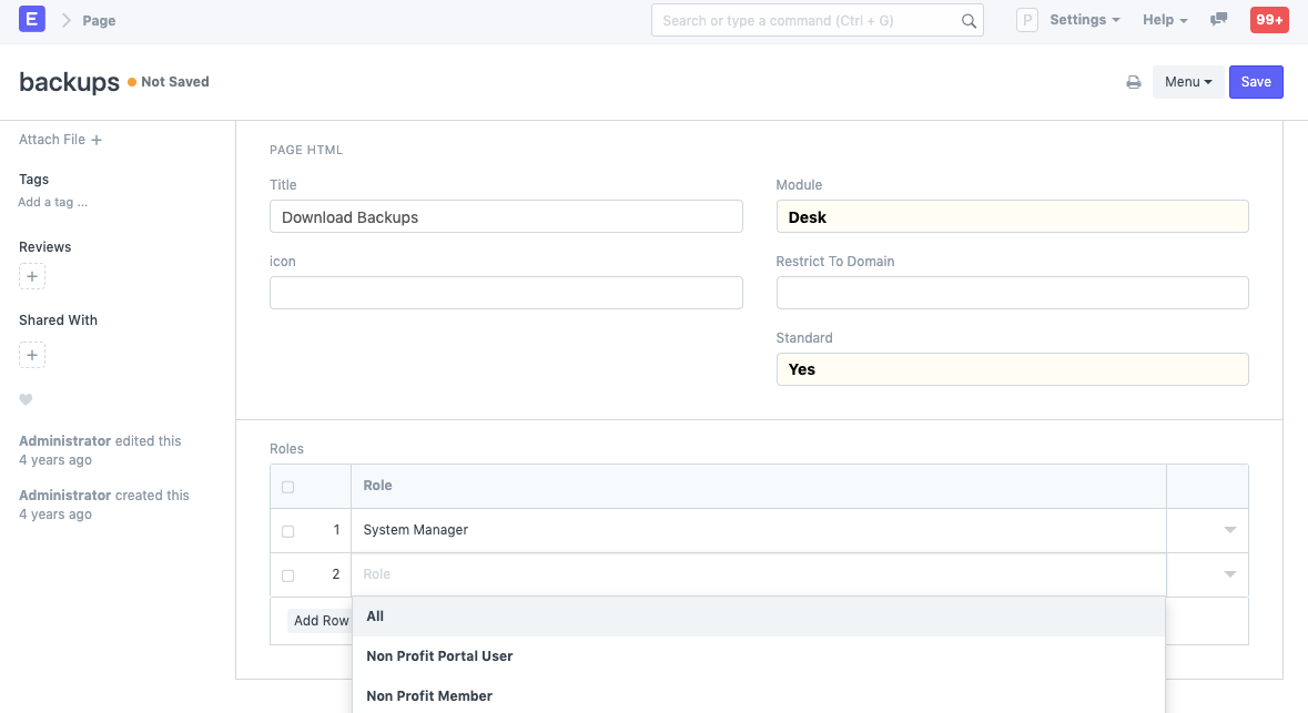 Assign roles to the page