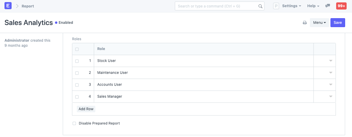 Assign roles to the report