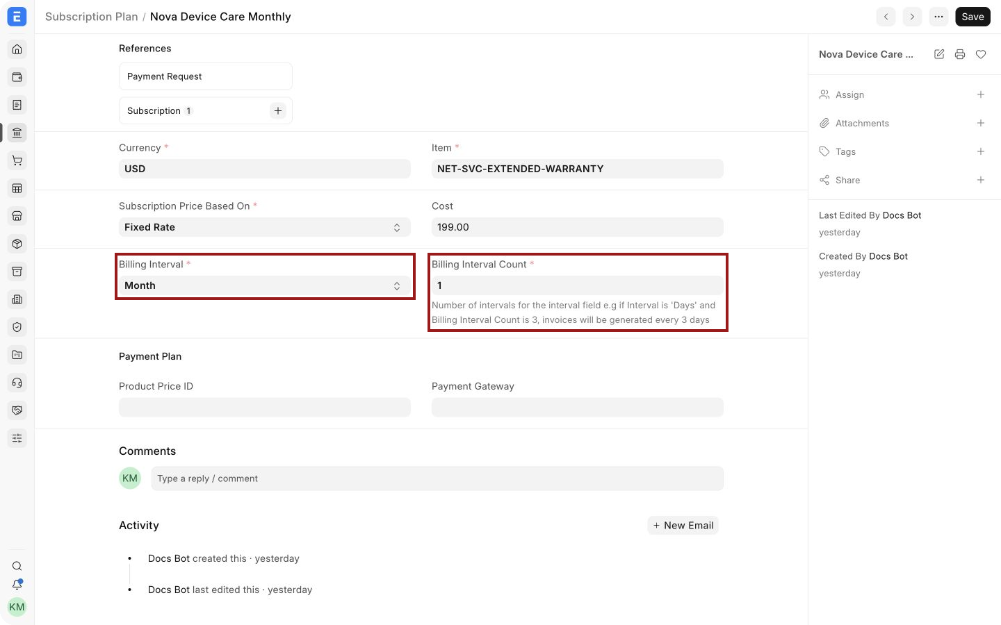 Billing Interval and Billing Interval Count
