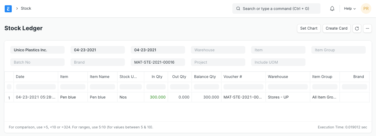 Stock Ledger Report