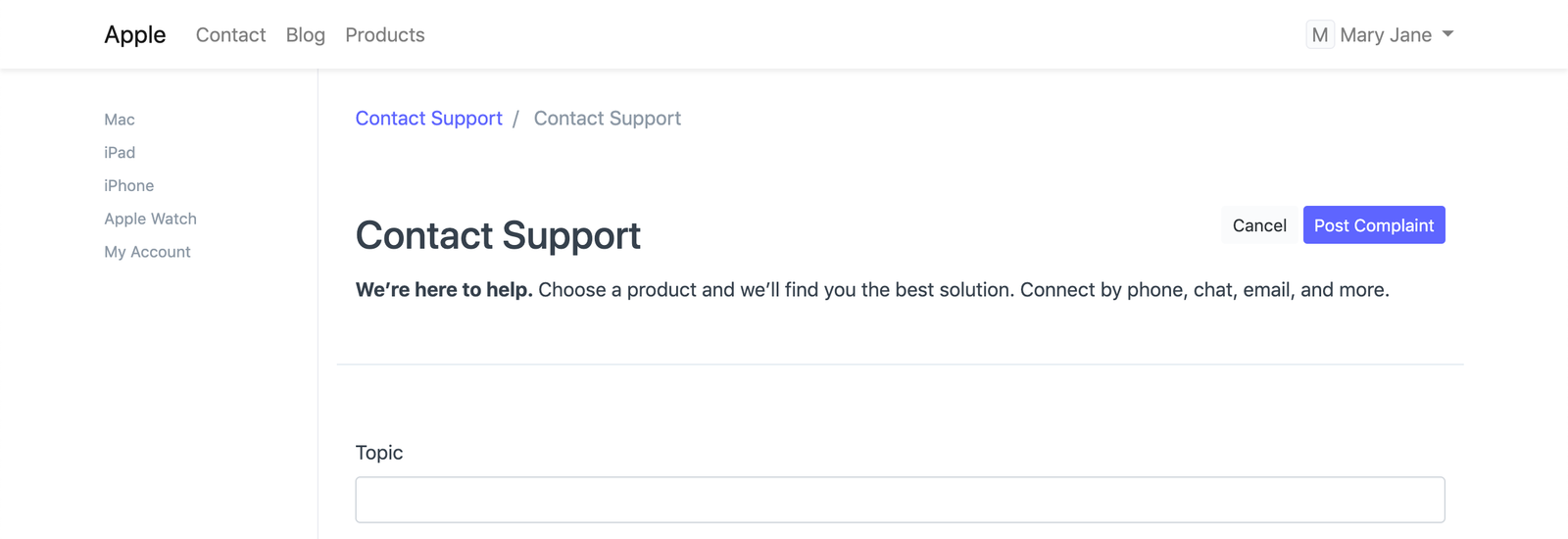 Web Form with Sidebar