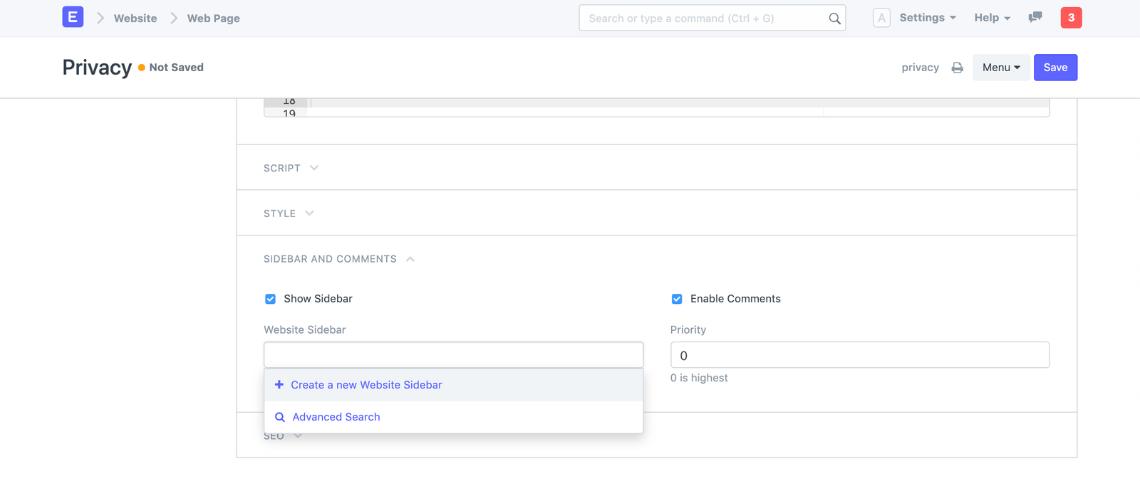 Web Page Sidebar